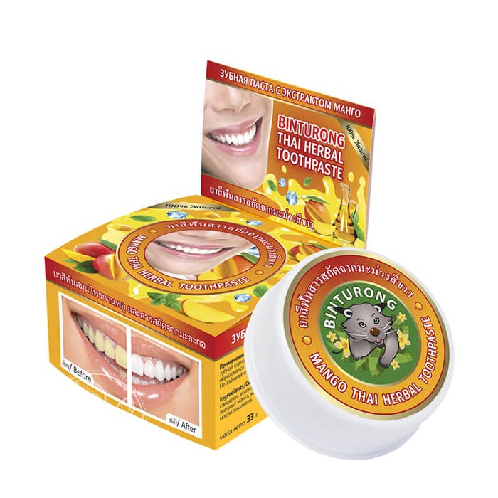 Тайская травяная паста Thai Herbal Mango Toothpaste с экстрактом манго, 33г
