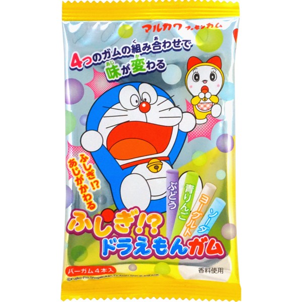 Жевательная резинка "Кот Дораэмон" со вкусом винограда, яблока, йогурта, содовой Marukawa 18,7г, Япония