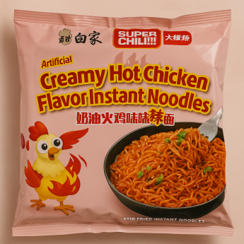 Лапша быстрого приготовления со вкусом курицы в сливочно-остром соусе BaiXiang, 112г