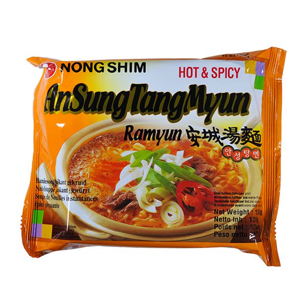 Лапша быстрого приготовления Нонгшим Ансонтангмён овощная с пикантным вкусом (сушеная) Noodle Soup, 125г Nongshim, Корея