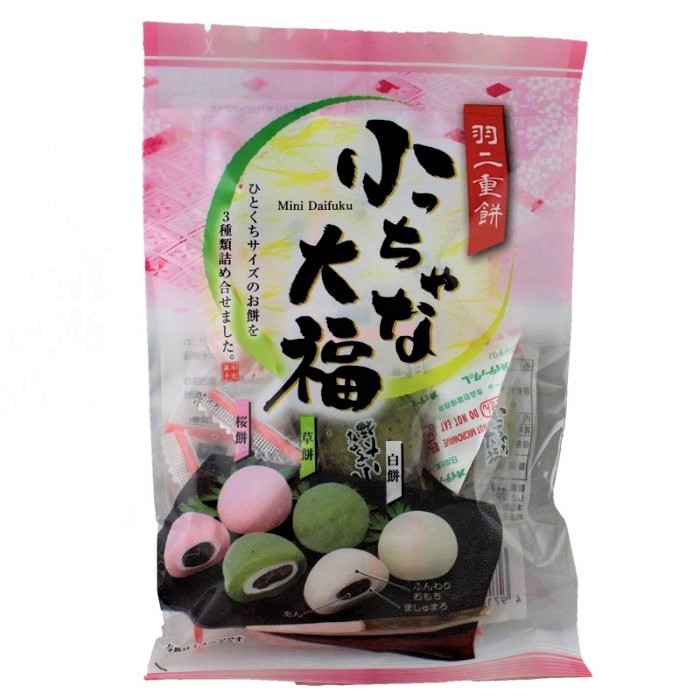 Японские моти Дайфуку Адзуки классические, с Сакурой (вишней) и зеленым чаем Матча (пакет 9 шт) Kubota Seika, 125г Япония