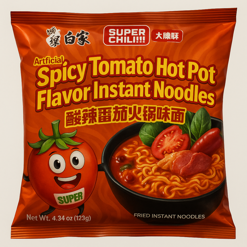 Лапша быстрого приготовления со вкусом острого томата BaiXiang, 123 г