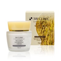 Питательный крем для лица с экстрактом риса Rice Deep Nourishing Cream 3W Clinic, 50 мл