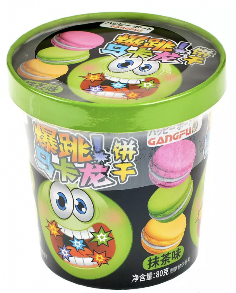 Печенье MACARON со вкусом чая Матча и взрывной карамелью, 80 г 