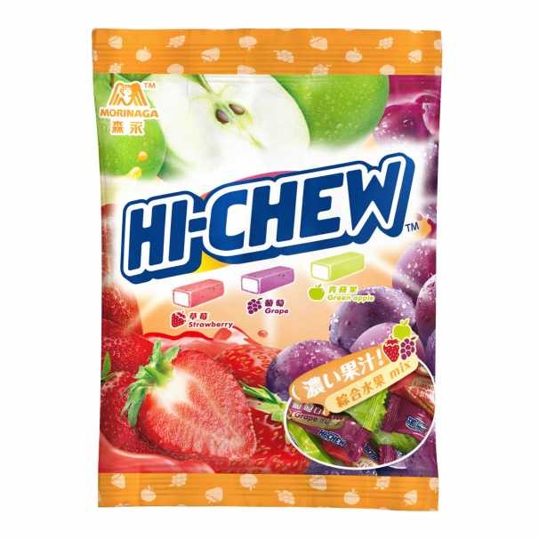Жевательные конфеты Morinaga HI-CHEW (клубника,виноград,зеленое яблоко), 110г, Тайвань