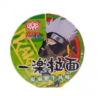 Лапша с перцем чилли, говядиной и ,бобовой пастой Адзуки Наруто Kakashi Naruto Yile Noodles, 65 г, Китай