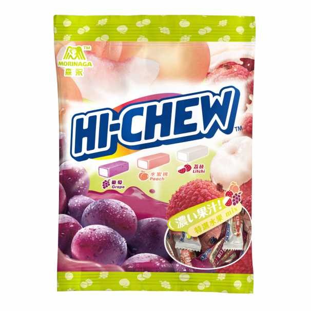 Жевательные конфеты Morinaga HI-CHEW (виноград, персик, личи), 110г, Тайвань