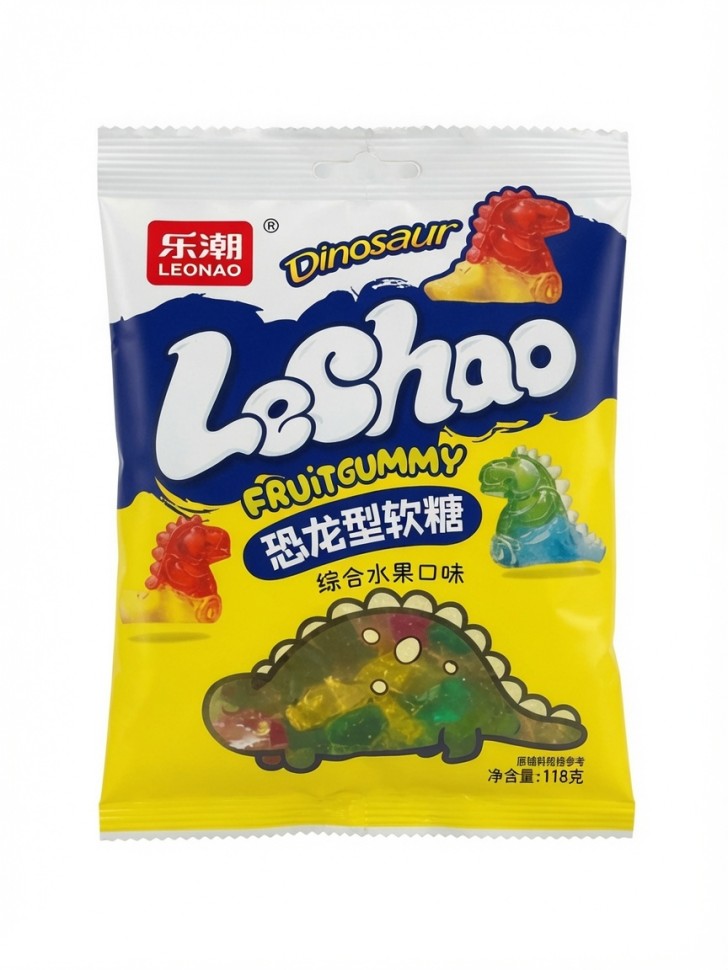 Мармелад LeChao Dinosaur Fruit Gummy  в форме динозавров, микс фруктовых вкусов, 118г