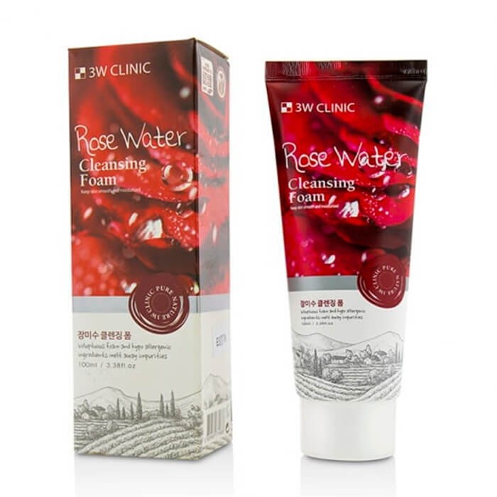 Пенка для умывания 3W Clinic Rose Water Foam Cleansing с розовой водой, 100мл