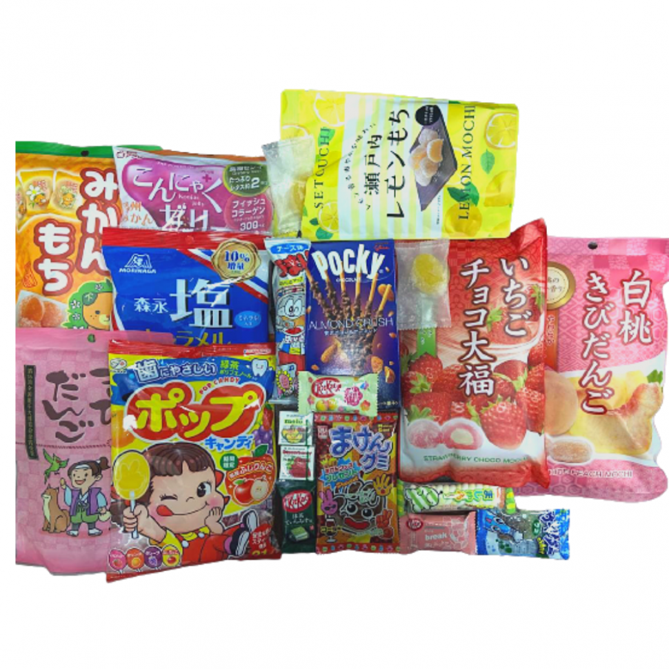 Новогодний подарок с японскими сладостями: все вкусы японских моти, палочки поки, ириски, мармелад, желе