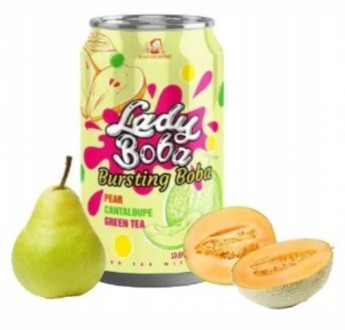 Напиток безалкогольный Bubble чай Lady Boba со груши и дыни, 320мл, Тайвань