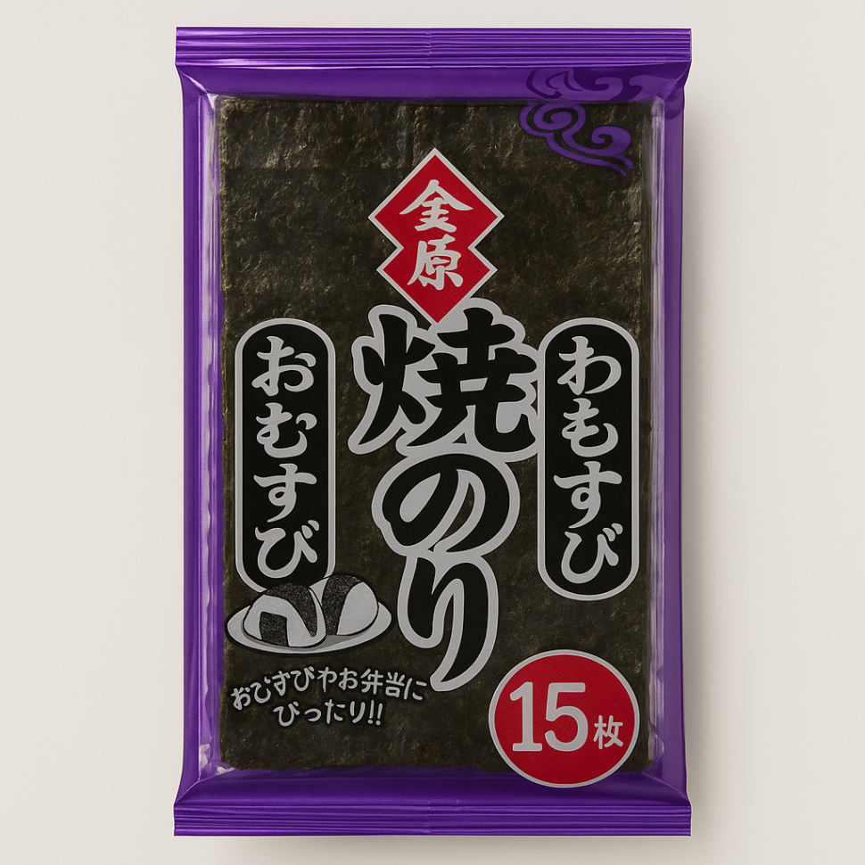 Водоросли Яки Нори обжаренные для онигири KINBARA, 15 листов 