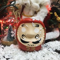 Керамическая японская кукла Дарума, красный цвет, 8х7см