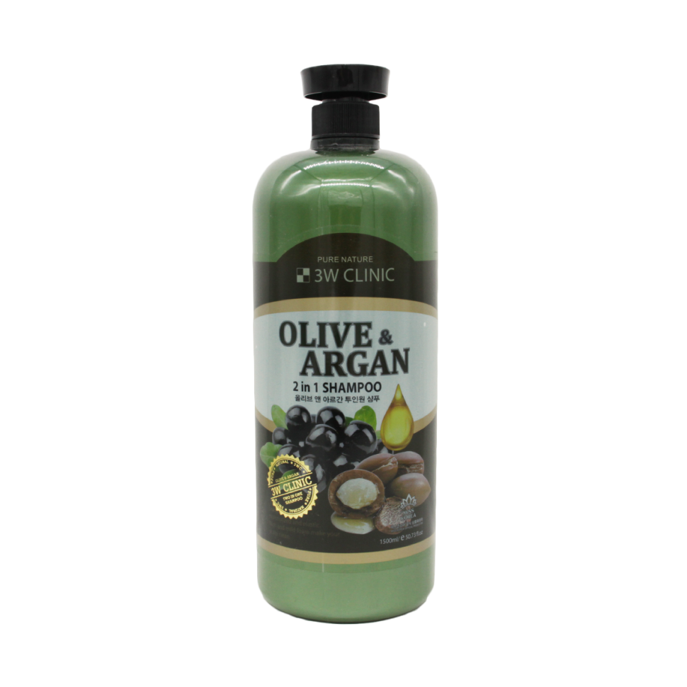Шампунь для волос 3W Clinic Olive & Argan 2 in 1 Shampoo, 500мл
