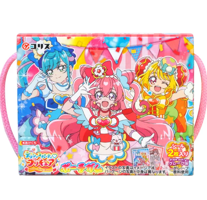 Жевательная резинка Корис (Coris) Вечеринка "Pretty Cure" виноградная, в сумочке + наклейки , 23 г, Япония