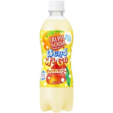 Крем-сода Калпис Манго и Апельсин с витаминами С и B6 Asahi Calpis Soda (газированный йогуртовый напиток), 500 мл, Япония