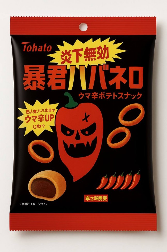 Острые картофельные колечки  с перцем хабанеро,TOHATO INC, Япония 50г