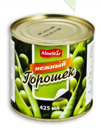 Горошек зеленый консервированный AloeStar, 425г