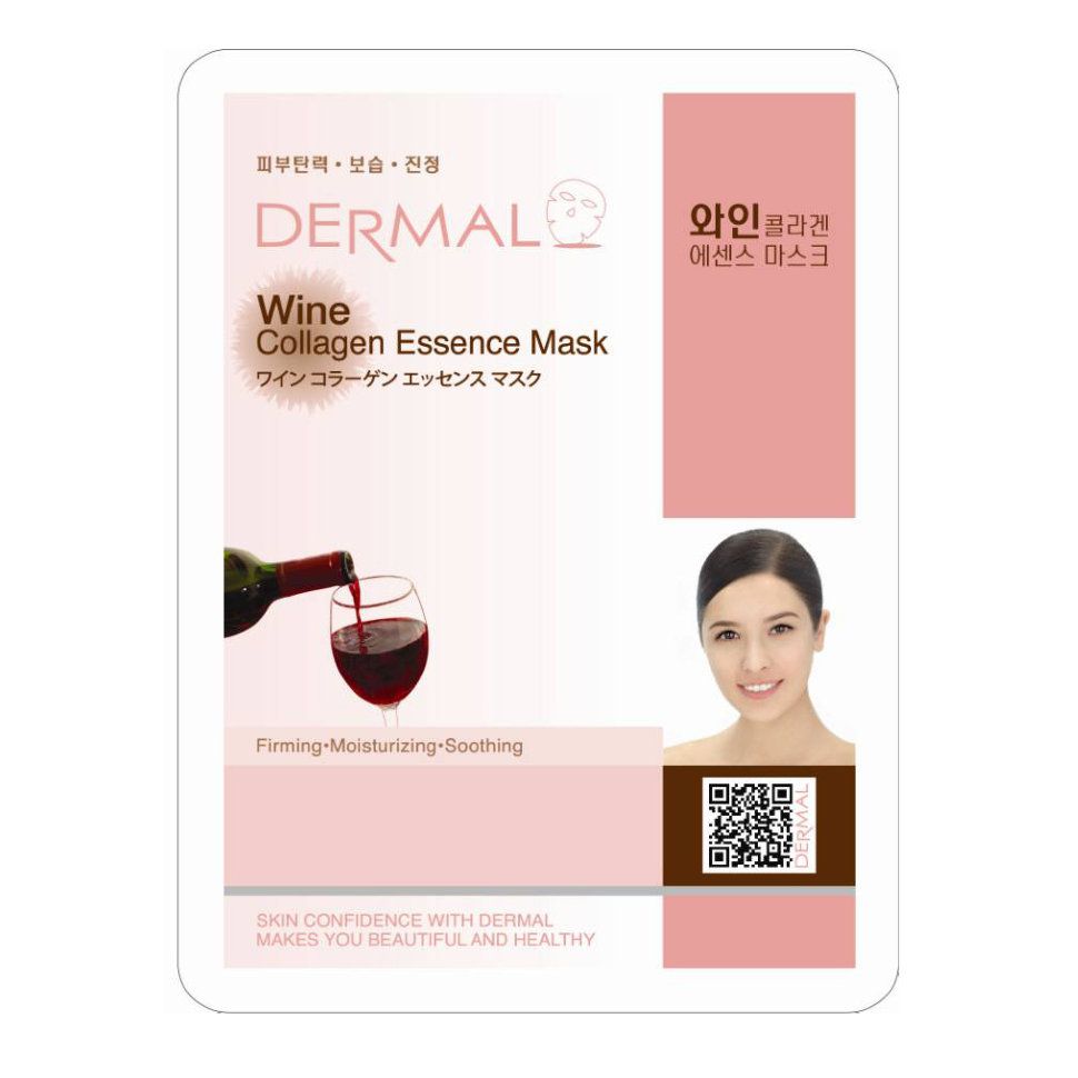 Коллагеновая маска Dermal Wine Collagen Essence Mask с экстрактом красного вина, Корея, 23г