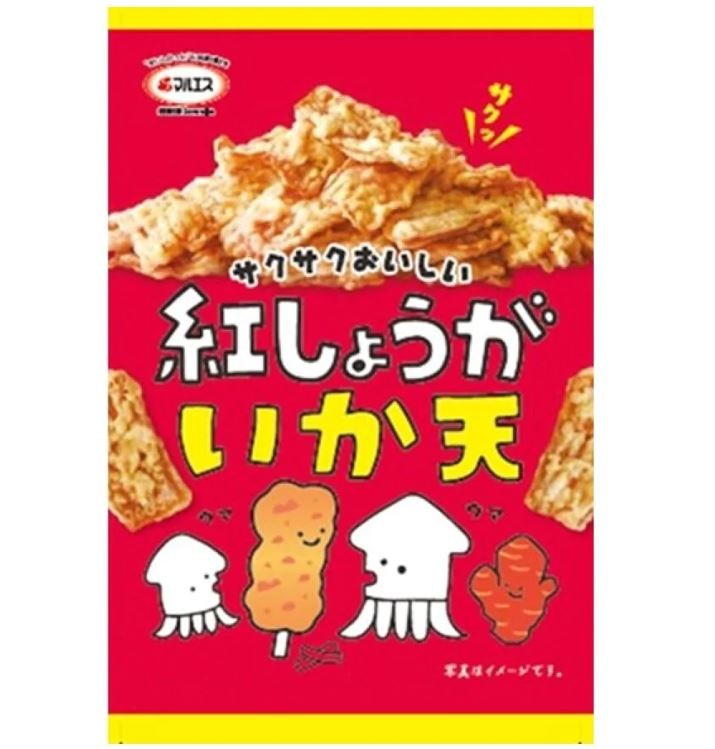 Сушеные кальмары в кляре Маруесу со вкусом красного маринованного имбиря Маруесу Maruesu, 22 г, Япония