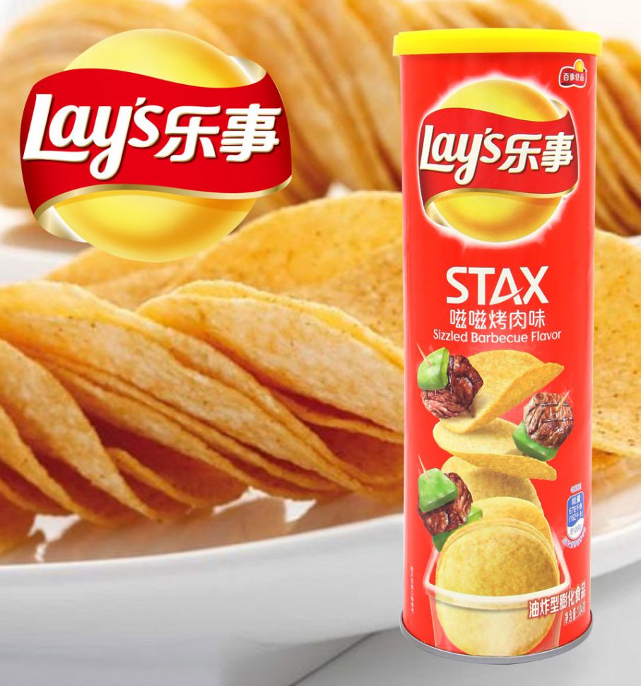 Чипсы Lays STAX Обжигающий барбекю соус, 104г, Китай