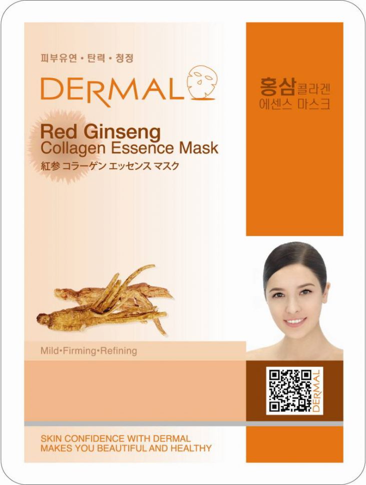 Маска для лица с коллагеном и экстрактом женьшеня Dermal Red Ginseng Collagen Essence Mask, Корея, 23г