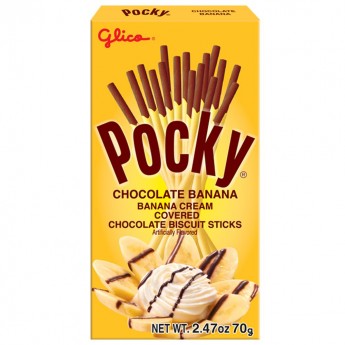 Палочки Pocky с бананом, взбитыми сливками и шоколадным топпингом Glico,42г  Тайланд 