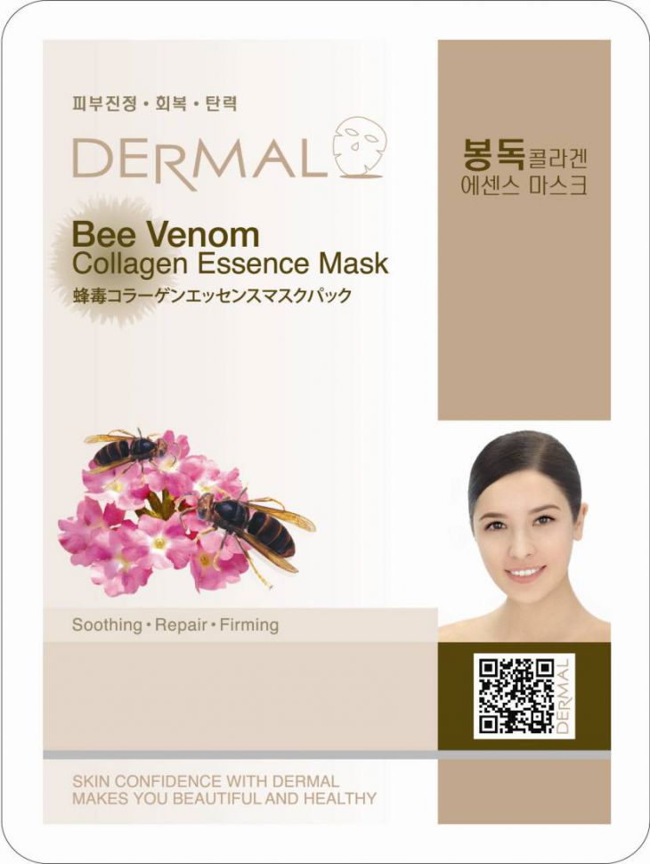 Маска для лица с коллагеном и пчелиным ядом Dermal Bee Venom Collagen Essence Mask, Корея, 23г