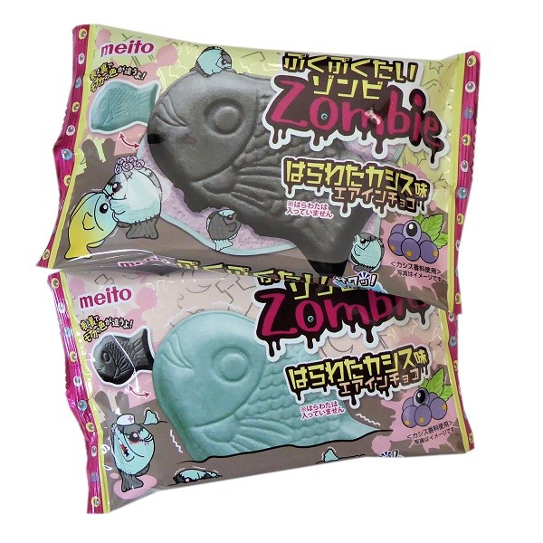Вафельное печенье "Тайяки" Зомби с черникой Meito, Япония, 16,5г