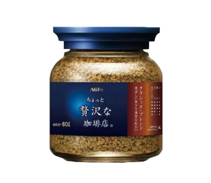 Японский растворимый кофе MAXIM AGF A Little Luxury Coffee Classic Blend "Роскошная кофейня" мягкий (коричневый), стекло 80 г, Япония