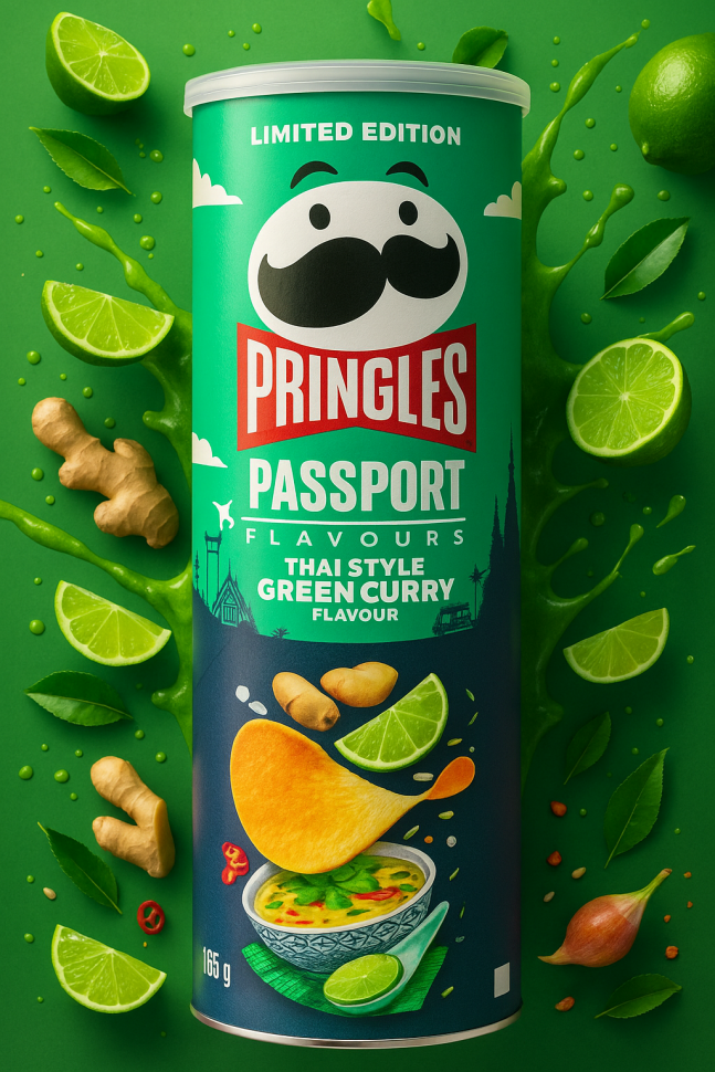 Чипсы Принглс Pringles по-тайски со вкусом зеленого карри, Passport Thai Style Green Curry, 165 г