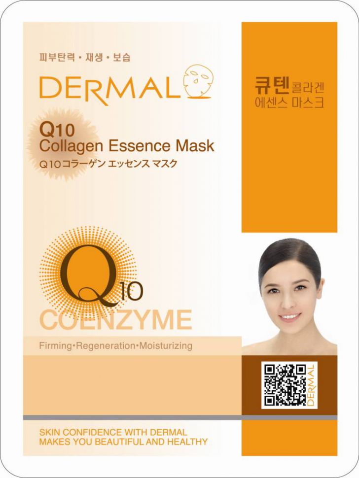 Маска для лица с коллагеном и коэнзимом Q10 Dermal Q10 Collagen Essence Mask, Корея, 23г