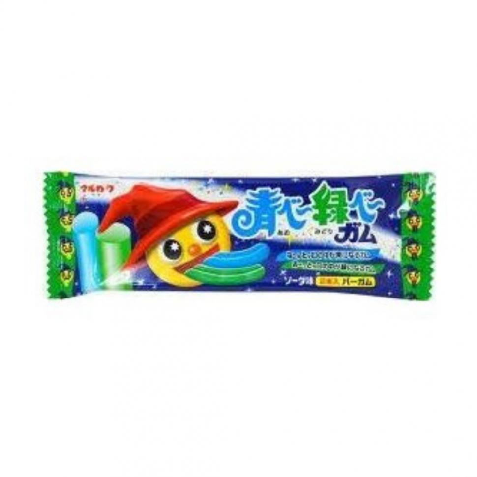 Жевательная резинка "Цветной язык" Marukawa зеленое яблоко + содовая (зеленый, синий), 8 г, Япония