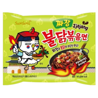 Лапша б/п рамен со вкусом острой курицы Бульдак в соусе чачжанмен Jjajang (Buldak Samyang), 140г Самянг, Корея