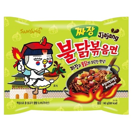 Лапша б/п рамен со вкусом острой курицы Бульдак в соусе чачжанмен Jjajang (Buldak Samyang), 140г Самянг, Корея