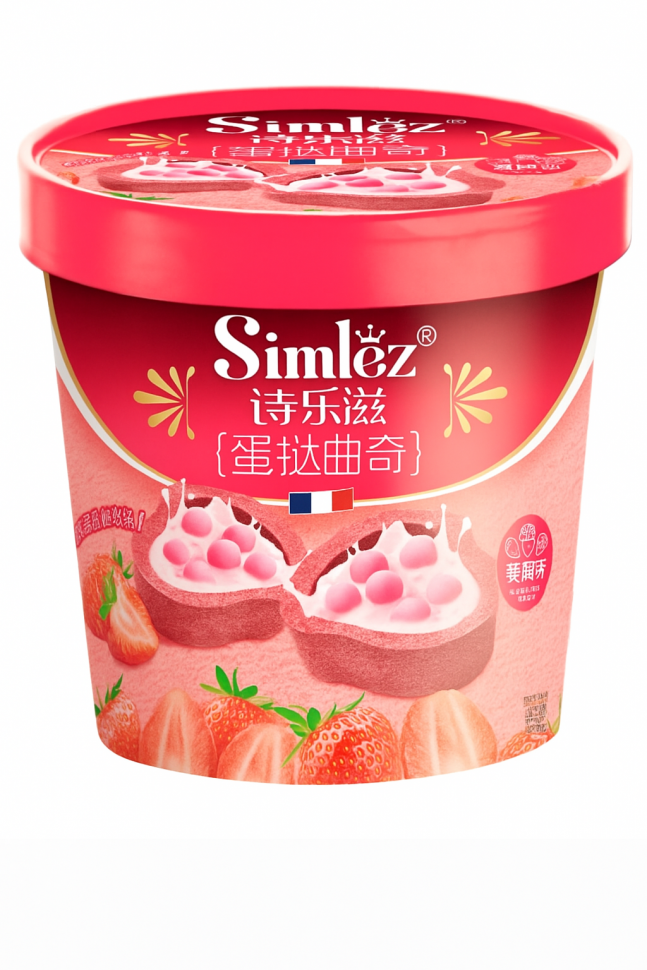 Мини тарты SIMLEZ с белым шоколадом и хрустящими шариками, со вкусом клубники