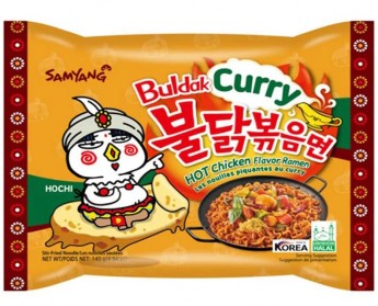 Лапша б/п рамен со вкусом острой курицы и карри Бульдак (Buldak Samyang), 140г Самянг, Корея