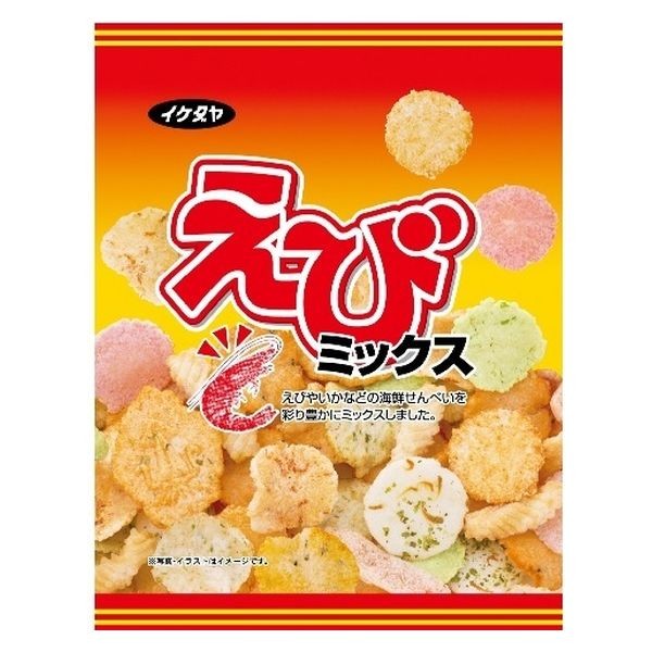 Разноцветные рисовые чипсы Сэмбэй с морепродуктами, нори и соевым соусом Икедайя Ikedaya, 40 г, Япония