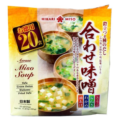 Мисо-супы быстрого приготовления Органик Хикари Мисо с тофу, луком и вакаме классический Hikari Miso, 12 порций, 20 порций, Япония