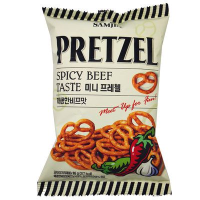 Претцели со вкусом острой говядины«Самджин», 85г, Корея