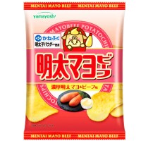 Картофельные чипсы со сливочным соусом Ментайко, с икрой трески, и говядиной Ямайоши Yamayoshi, 47 г, Япония