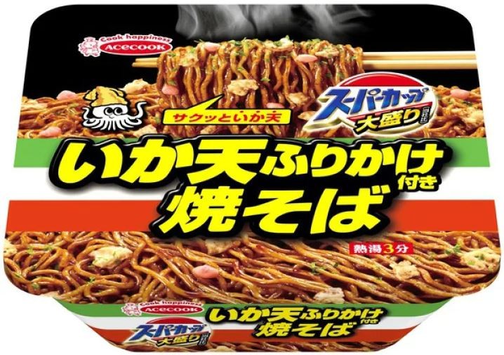 Яичный рамен Ло Мейн по-китайски с кальмарами, соевым соусом и ароматными травами Acecook, 161 г, Япония