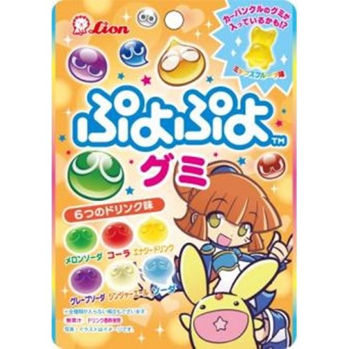 Мармелад Лион "Пуйо Пуйо" с газированными напитками Рамунэ, ассорти 6 вкусов, Arle Lion, 30г Япония
