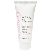 Японский увлажняющий крем для лица с церамидами для выравнивания тона кожи, восстановления защитного барьера (для всех типов кожи) Daiso Japan (без запаха, без красителей), 30 г