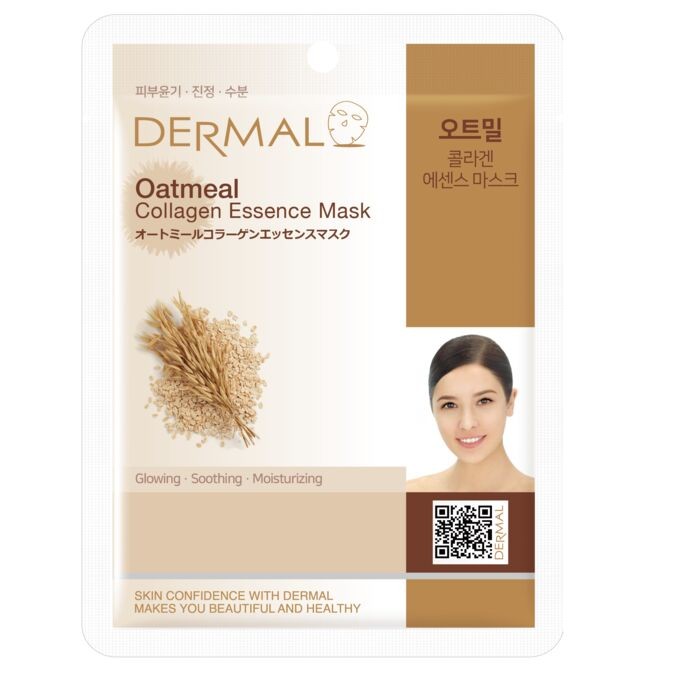 Тканевая маска с экстрактом овсяных отрубей и коллагеном Dermal Oatmeal, Корея 