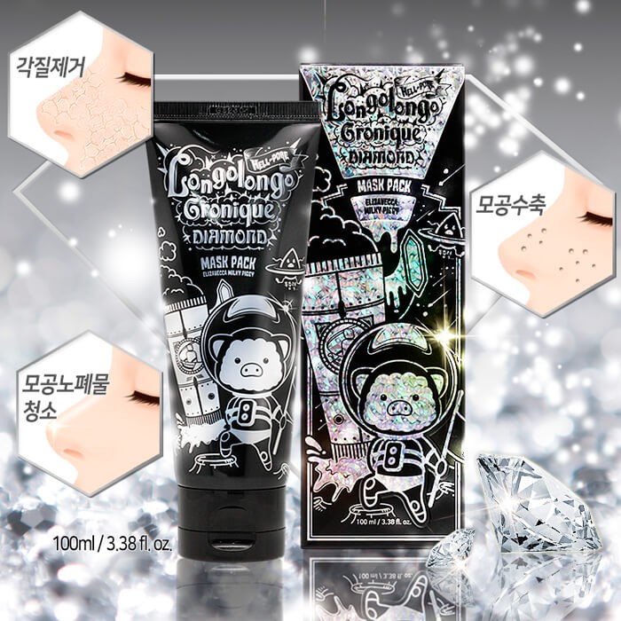 Маска-плёнка с алмазным порошком Elizavecca Hell-Pore Longolongo Gronique Diamond Mask Pack, 100 мл, Корея