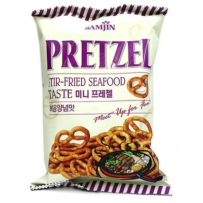 Претцели со вкусом жареных морепродуктов «Самджин», 85г, Корея