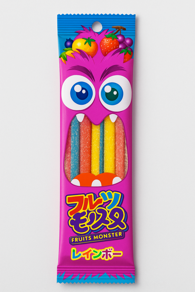 Желе в стиках Яокин "Радужные монстры" ягодный вкус Yaokin, 50г, Япония 