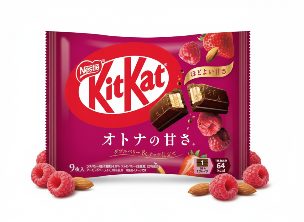 Японский Кит-Кат Нестле со вкусом малины, клубники и орехов, лимитированная коллекция, Nestle Japan, 112 г., Япония