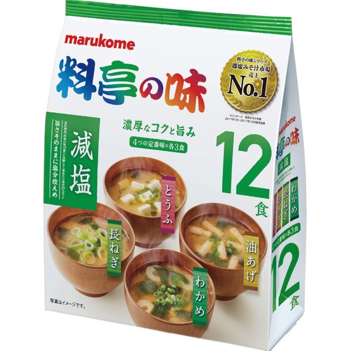 Мисо-суп Marukome, с пониженным содержанием соли, (тофу, вакаме и зеленый лук), 12 порций, 216 г